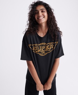 Superdry Merch Store Band Női Pólók Fekete | PBOIA7634